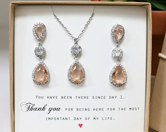 Peachy champagne drop  earrings, Bridal jewelry,Bridesmaid jewelry ,Bridesmaid earrings, wedding earrings,   prom jewelry  s12