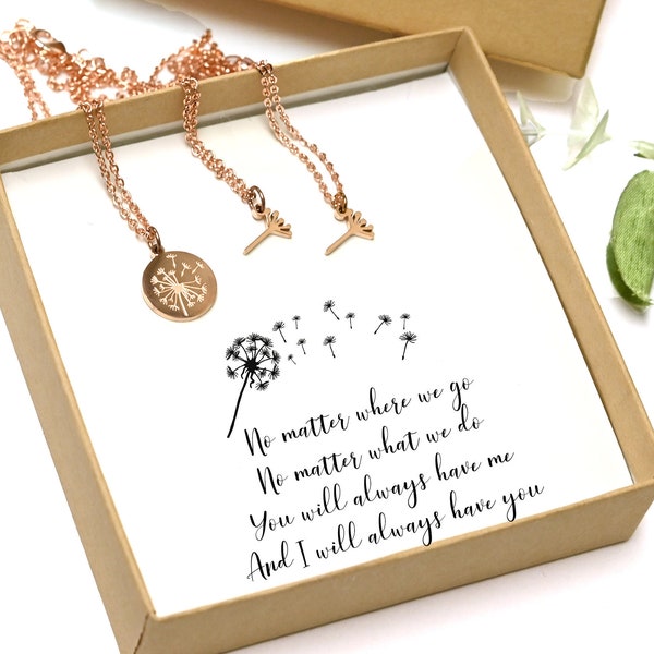 gift for her,Flower necklace,Dandelion necklace/ bracelet, mother daughter gifts,aunt niece,sisters ,step daughter,long disctance