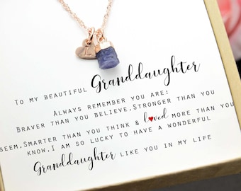 GRANDDAUGHTER Necklace from grandmother for Granddaughter Personalized Jewelry Gift  Birthday Gift  September blue sapphire birthstone SAP