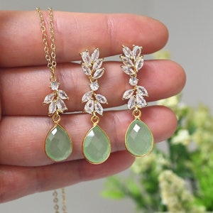 Mint green light green gold green Wedding Jewelry Bridesmaid Earrings light purple Prom graduation Bridal Earrings bridesmaid gift set SVine