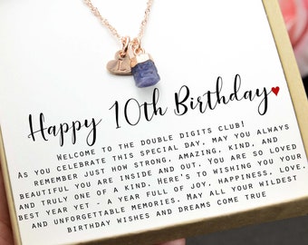 10th birthday gift, Gift for 10 year old girl gifts, 10th Golden Birthday, Happy 10th Golden ,September sapphire,Tenth Birthday Necklace SAP