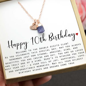 10th birthday gift, Gift for 10 year old girl gifts, 10th Golden Birthday, Happy 10th Golden ,September sapphire,Tenth Birthday Necklace SAP