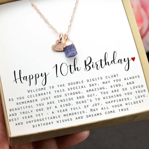 10th birthday gift, Gift for 10 year old girl gifts, 10th Golden Birthday, Happy 10th Golden ,September sapphire,Tenth Birthday Necklace SAP