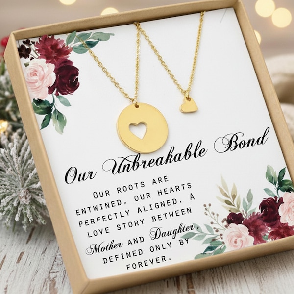Mother & Daughter Necklaces, heart necklace, gift for mom, mom jewelry, 2 necklaces, pair of necklaces, mom and daughter necklace