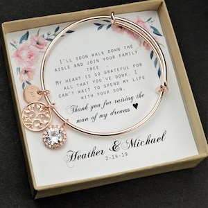 Mother of Groom gift from Bride,Thank you for raising the man of my dreams, Mother in Law necklace gift, Poem card, bracelet personalized
