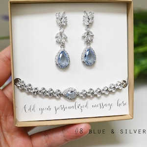 Crystal Earrings Bridal Earrings Drop Wedding Bridal Jewelry Bridesmaids Earrings dusty light blue something blue silver leaf Earring svine