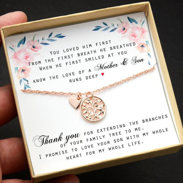 Regalo personalizado para la madre del novio Regalo de la NOVIA Collar para la madre del novio Regalo para la suegra Regalo de boda de la novia árbol