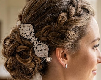 Bridal Leaf Vine Comb, Cubic Zirconia Crystals, Wedding Hair Accessories