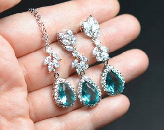 Bridesmaid Gift Pearl Jewerly Bridesmaid Jewelry Set Teal Wedding Jewelry Bridesmaid Bracelet Teal Jewelry Set Turquoise Green