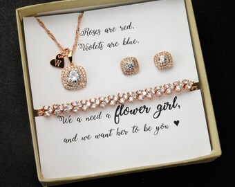 flower girl necklace and bracelet set