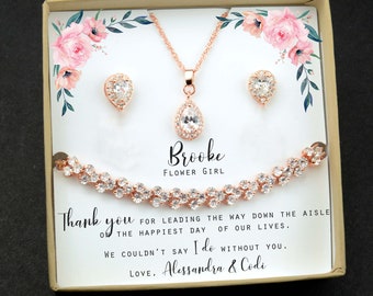 Flower Girl Jewelry Flower Necklace Flower Girl Gift Set be my flower girl  Proposal Kid junior bridesmaid bracelet earring P-FLOWERGIRL