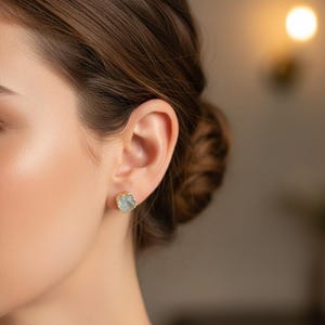 Gift for her Aquamarine Post Earrings Aquamarine Stud Earrings March Birthday March Birthstone Bridesmaid Gift Aquamarine Jewelry RS image 5