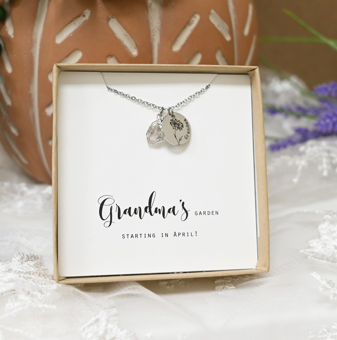 Personalized Gift Handmade Disc Mom Necklace Grandma Gift Birthstone Necklace Gifts for Mom Mama