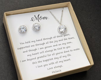 Mom gift set ,Custom Mother of the groom set, Mother of the bride set, Bridal jewelry set, Mothers' gift, Mother in law, 3c crystal bracelet