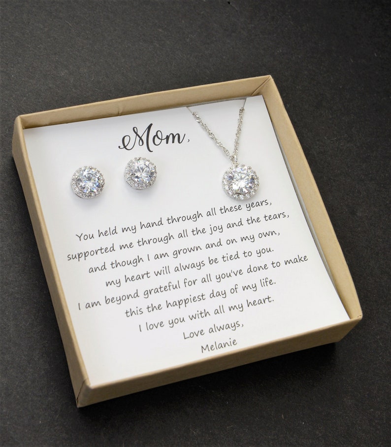 Contemporary Home Living 18 Silver Plated Mother of The Groom Cubic Zirconia Pendant Necklace