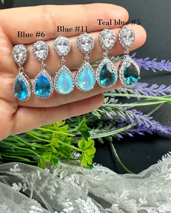 Blue Opal Blue Aqua Teal Blue Silver Wedding Jewelry Bridal