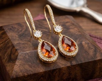 terra cotta bridesmaid Smokey Brown Teardrop Bridesmaid Jewelry prom mother bride groom maid matron of honor s12
