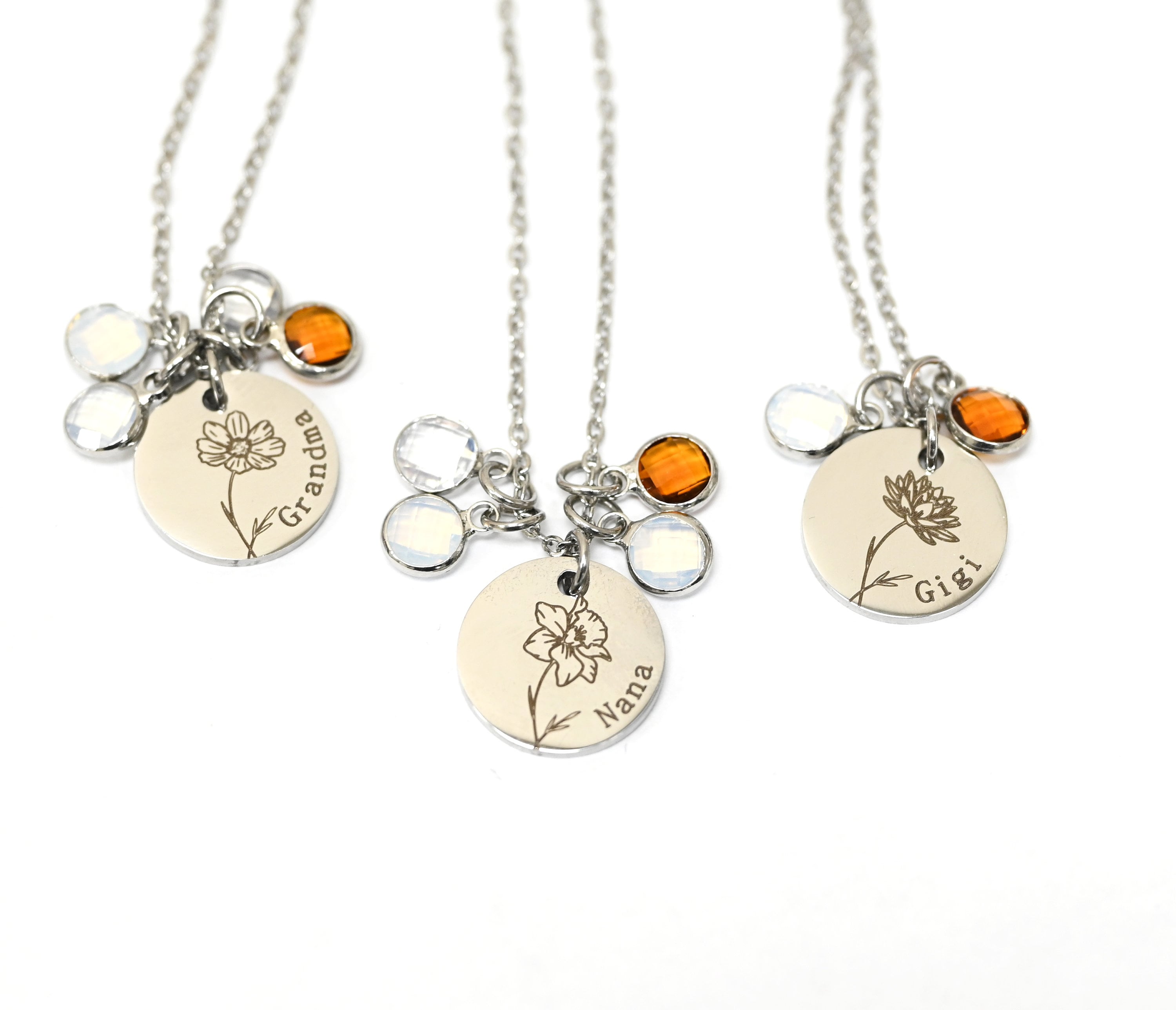 Grandma necklace with grandkids birthstones clearance