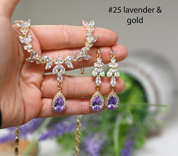 Lavender Light Purple Bridal Jewelry SET Bridesmaid Gifts Jewelry