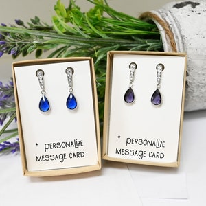 Clip on non pierced birthstone earrings light sapphire blue ROYAL blue earrings christmas gift for teen children birthstone jewelry custom