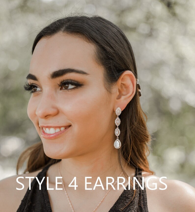 CUSTOM Bridesmaid Gift Rose gold Bridesmaid Earrings Bridesmaids Gifts set wedding earrings bridal earrings Cubic Zirconia earrings teardrop