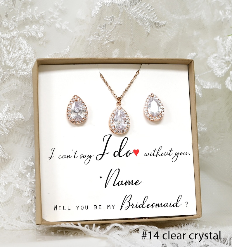 Bridesmaid gift for her Clip on non pierced ears mother bride Personalized rose Gold Bridesmaid Gift Bridesmaid Earrings Jewelry Bridal S12 image 8