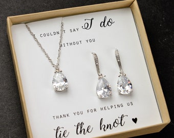 bridesmaids gift Personalized Bridesmaid earrings necklace bracelet bridesmaid jewelry Bridal earrings Rose gold Silver wedding jewelry LE