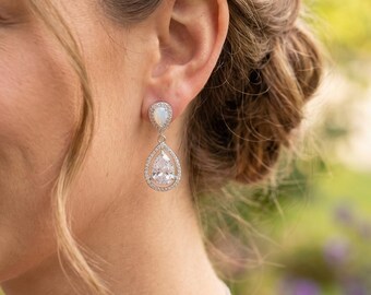 White opal bridesmaid bridesmaid gift earrings necklace bracelet set Bridesmaid jewelry set rose gold opal jewelry graduation prom DD