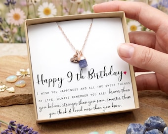 Gift for 9 year old girl,Teen birthday,9th birthday girl,9th birthday gift  teenager, nine year old   birthstone Necklace P-RAW
