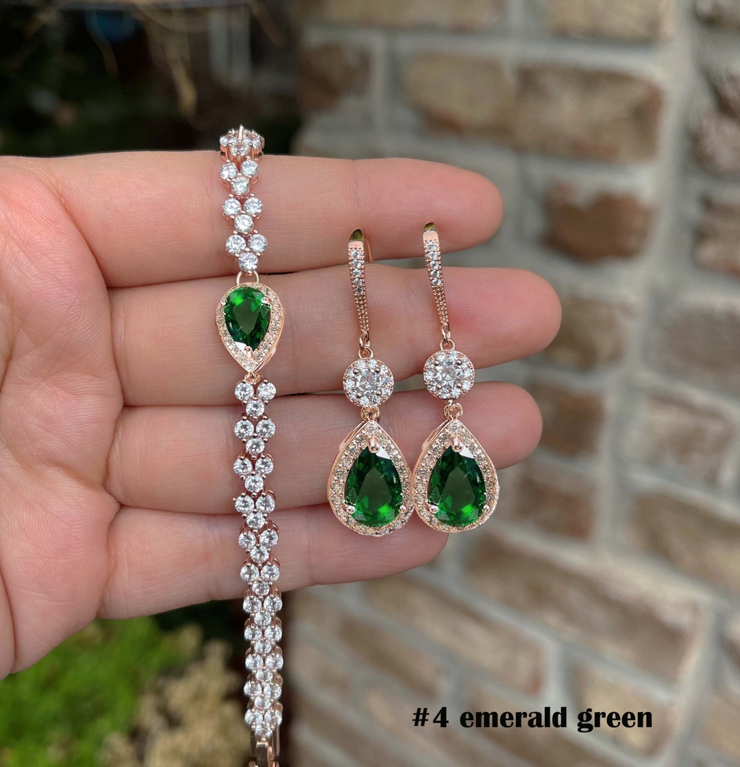 Emerald Green Christmas Gift Jewelry Birthstone Gift for Her Earring