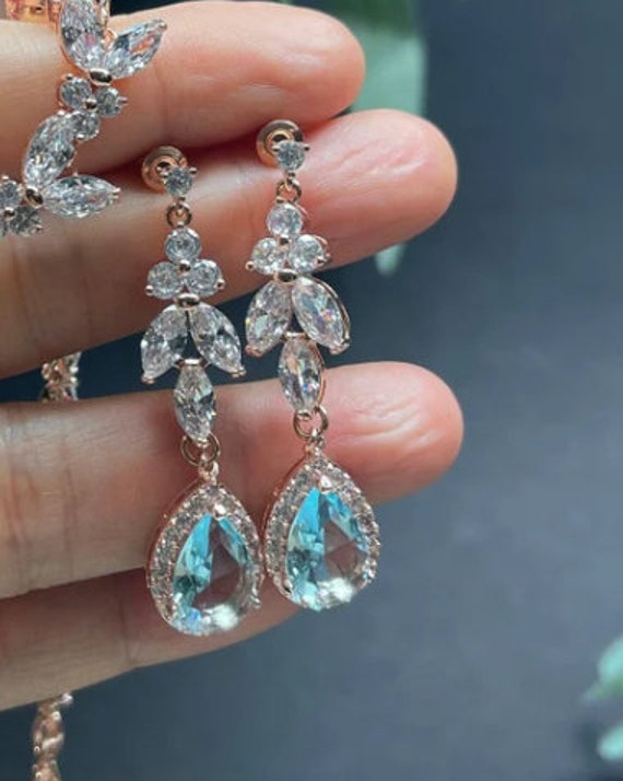 Aquamarine earring and necklace set best sale