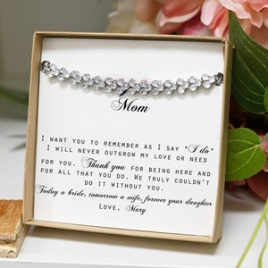 Gift for Mother of The Bride To My Mother on My Wedding Day Bride Mom Gift from Bride Gift from Daughter Diamond bracelet Wedding Jewelry 3c