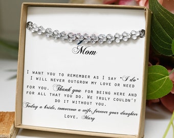 Gift for Mother of The Bride To My Mother on My Wedding Day Bride Mom Gift from Bride Gift from Daughter Diamond bracelet Wedding Jewelry 3c