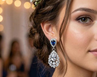 NAVY BLUE  Dangle Earrings, Bridal Jewelry prom graduation wedding bridesmaid gift maid matron of honor mother bride groom