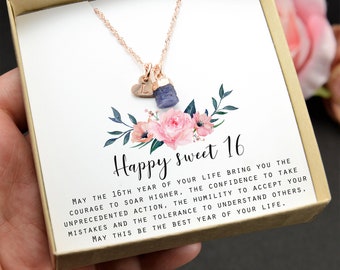 Sweet 16 gift, september Birthstone necklace,16th birthday gift,sweet 16 , gift for 16 year old girl, Sweet sixteen jewelry, Quinceañera SAP