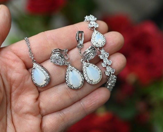 Opal clip on sale on earrings