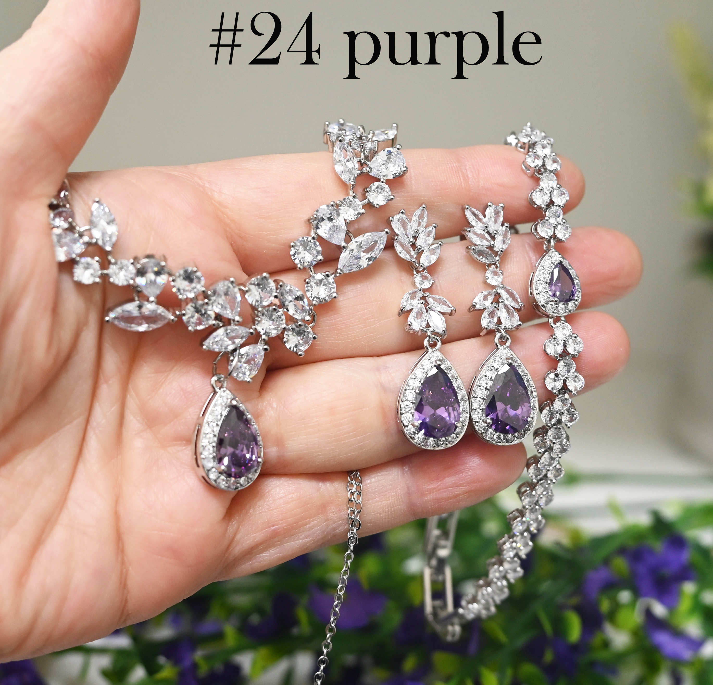 Dark Purple #24 Amethyst Bridal Wedding Jewelry Bridesmaid Gift
