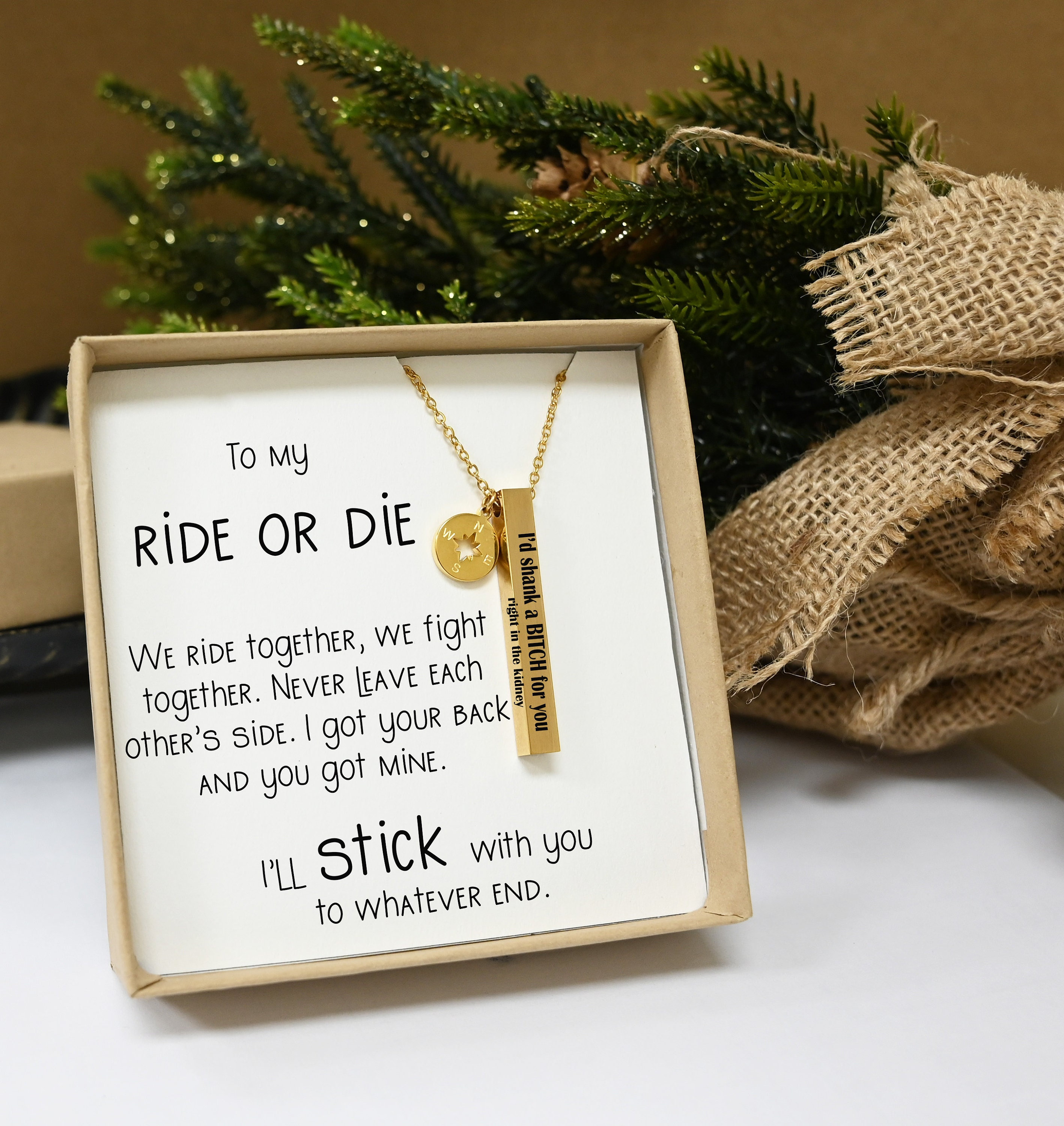 SHANK A BITCH compass Necklace Gift for Her Personalized Funny Gift wife friends Sister Coworkers Best Friend Christmas Birthday Jewelry