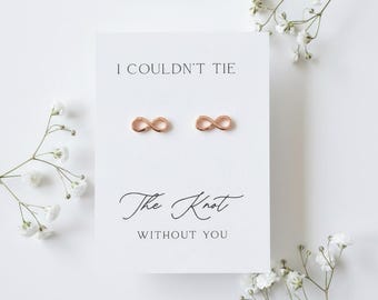 Rose Gold Knot Earrings, Bridesmaid Gift, Hypoallergenic, Gift Ready