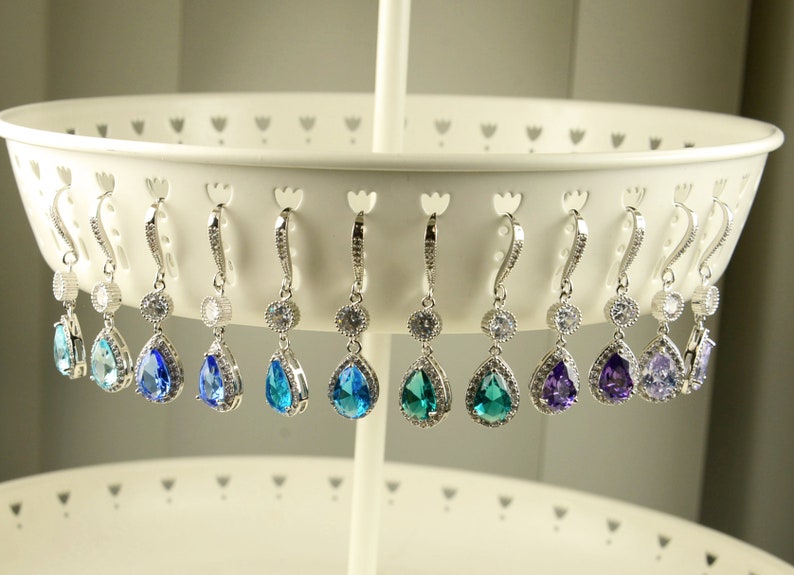 teal blue bridesmaid earrings blue bridesmaid earrings Bridesmaid earrings purple earrings,lavender earrings,sapphire blue earrings