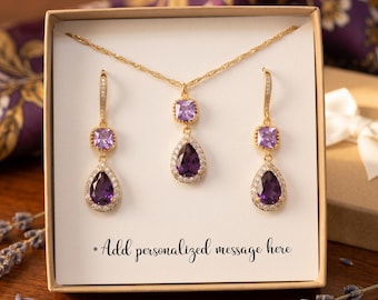 Lavender purple amethyst silver  Wedding Jewelry Bridesmaid Earrings light purple Jewelry Earrings Bridal Earrings bridesmaid gift set S14