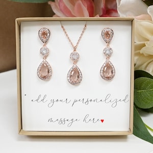 Dusty pink rose gold earrings bridesmaid gift jewelry necklace bridal wedding gift bracelet prom jewelry  gift for her women blush pink s12