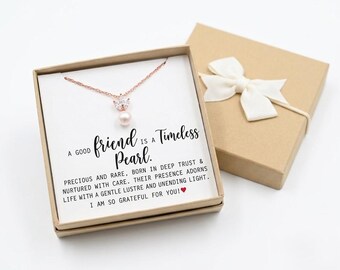 Pearl of friendship necklace gift for friends gift friendship gift birthday gift for friend move away best friend gifts idea PS