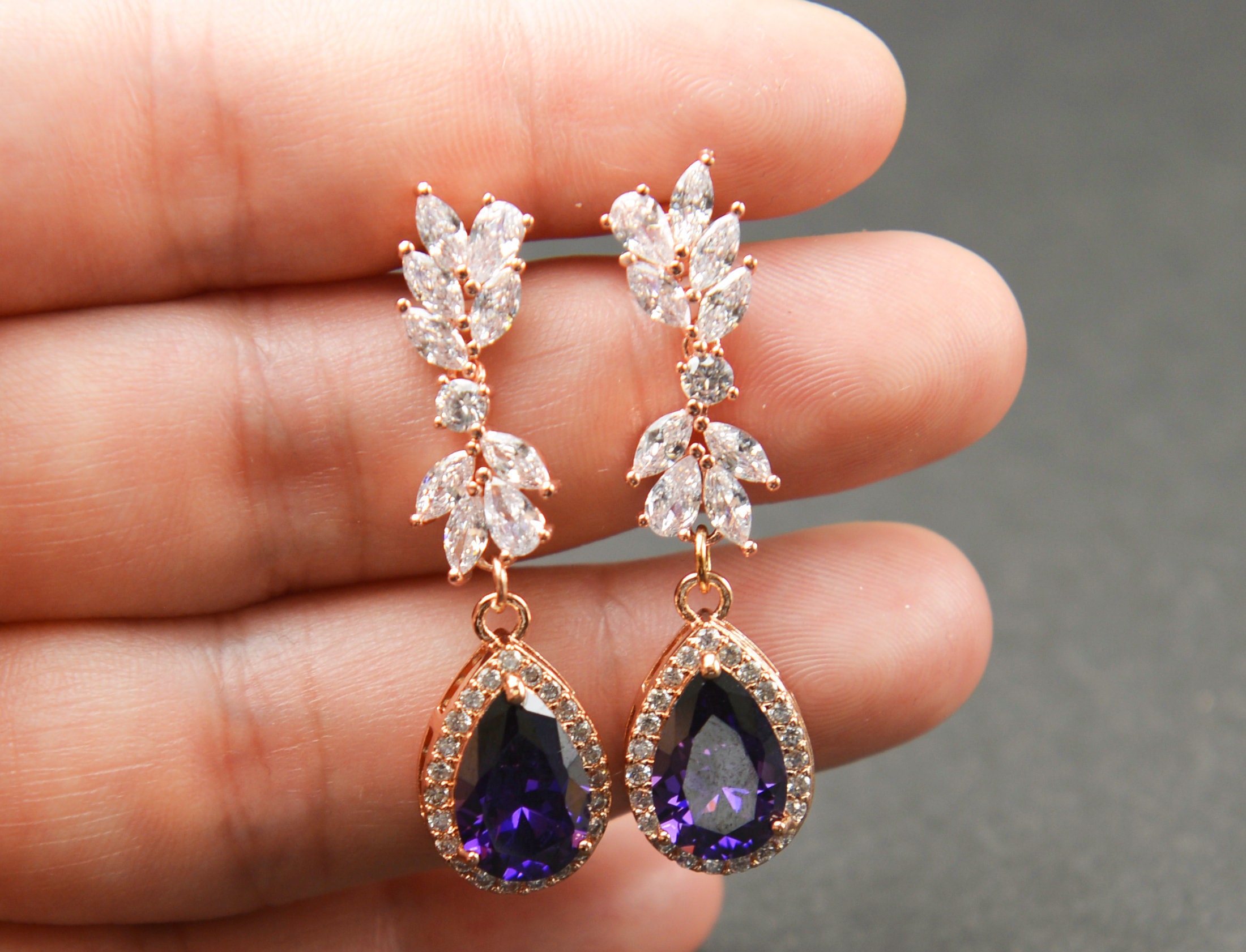 Deep purple dark purple amethyst Crystal Bridal Necklace | Etsy