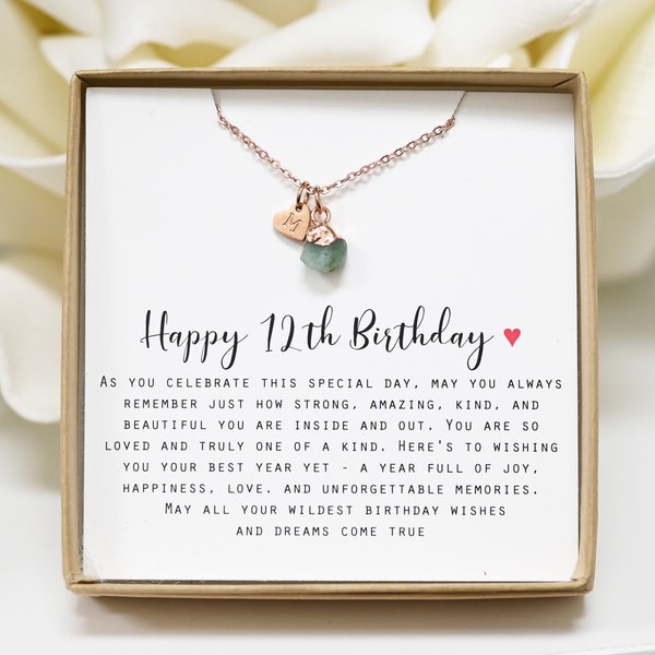 Gift for 12 year old girl ,Teen birthday,12th birthday girl,12th birthday gift official teenager, twelve Birthday birthstone Necklace