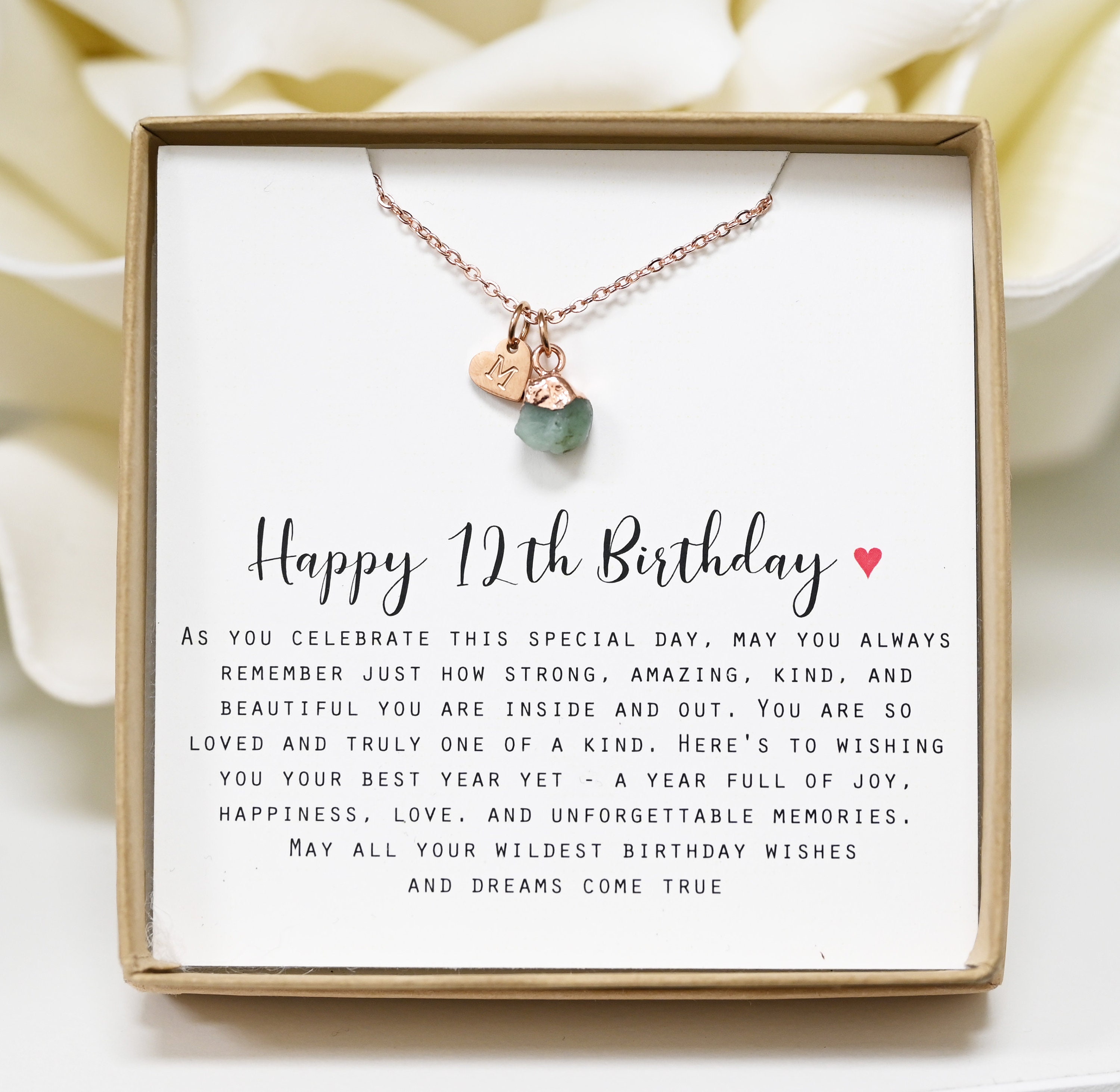 Gift for 12 Year Old Girl ,Teen birthday,12th Birthday girl,12th Birthday Gift Official Teenager, Twelve Birthday Birthstone Necklace