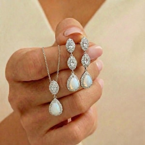 Opal Bridal Earrings: Silver/ Rose Gold Crystal Leaf Wedding Jewelry bridesmaid gifts prom mother bride groom MQ