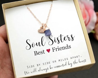 Personalized Gift for soul sisters  best friend birthstone custom Birthday Gift Necklace Gift  Jewelry  SAP
