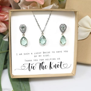 mint green light green mint Wedding Jewelry  Bridesmaid Earrings Jewelry  Gold Teardrop Bridal Earrings bridesmaid gift set S12