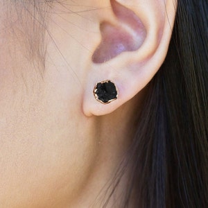 Black earrings Gemstone Stud  Birthstone Post Earrings Natural Gemstones   Birthstone Gift  Birthday Gift   Bridesmaids   Birthstone Gift rs